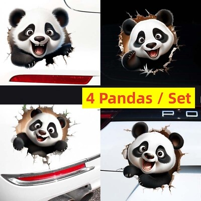 #ad 4 Pandas Pack Decal Vinyl Sticker Auto Car Window Motorcycle Truck SUV Laptop $6.95