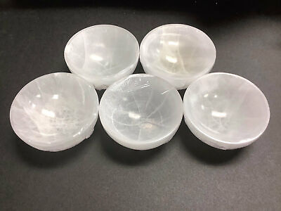Selenite Crystal Bowl Carved White Gemstone Charging Dish Polished 3.5 4 Inch $12.98