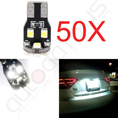 #ad 50x Error Free White T10 3528 13SMD LED License Plate Instrument Cluster Lights $21.24