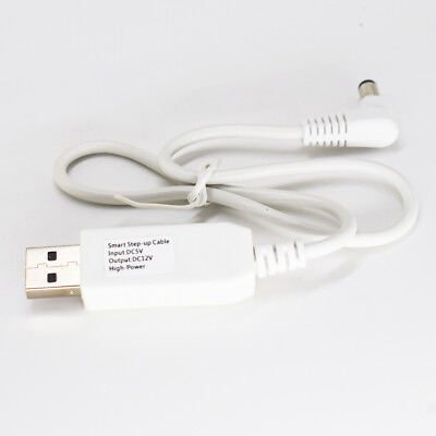 #ad 1pc White USB A Male 5V to 12V DC 5.5x2.1mm Male Right Angle Step Up Cable 40cm $3.21