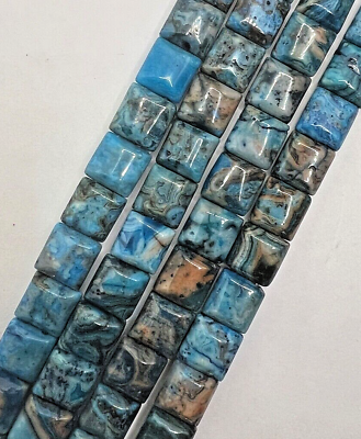 #ad CRAZY LACE BLUE AGATE JEWELRY BEADS 2 HOLE DOUBLE SQUARE 10X10MM GEMSTONE BEAD $14.99