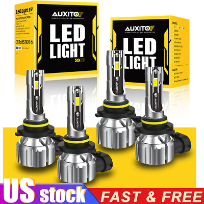 #ad AUXITO Combo 4 9005 9006 LED Headlight Kit Bulbs High Low Beam White 80000LM $35.99