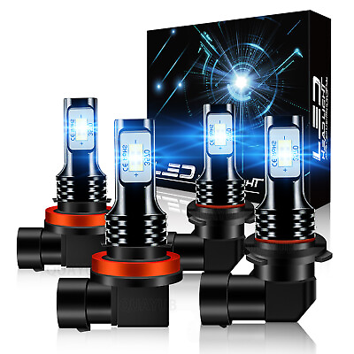 #ad 4x 9005H11 LED Headlight Combo High Low Beam Bulbs Kit Brightest Blue Lamps $15.66