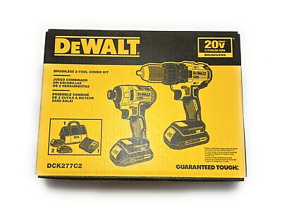 #ad DEWALT 20 Volt Drill amp; Impact Combo Two Batteries Charger Bag DCK277C2 Brushless $169.00