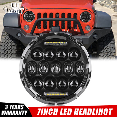#ad 7quot; Inch Round LED Headlight DRL hi lo sealed beam For Jeep Wrangler JK 2007 2017 $37.99