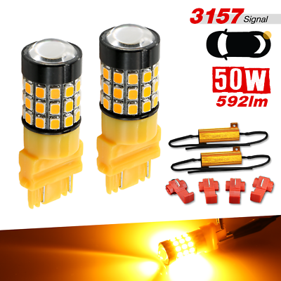 #ad 2x Yellow Amber 3157 LED DRL Turn Signal Parking Light Blinker with Resistors $14.00