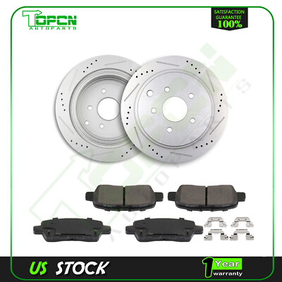 #ad 4X Ceramic Brake Pads and 2X Rotors Rear For Nissan Murano 2003 2018 Slotted $83.89