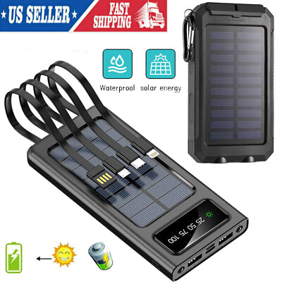 #ad 2023 Super Solar Power Bank Portable External Battery Charger 4 USB Waterproof $18.95
