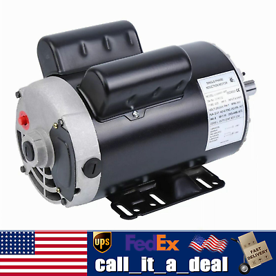 #ad 5 HP Air Compressor Electric Motor Single Phase 3450RPM 7 8quot; Shaft Heavy Duty $176.70