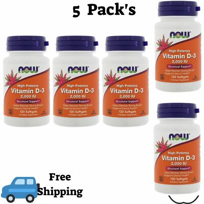#ad 5 Pack#x27;s Now Foods High Potency Vitamin D 3 2000 IU 120 Softgels $30.06