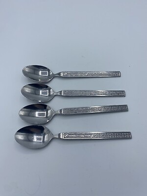 #ad Vintage Northwest Orient Airlines Stainless Steel Dining Spoon 6.5” Set Of 4 $15.00