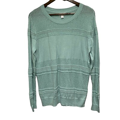#ad Market Spruce Sweater Womens L Mint Green Open Knit Long Sleeve Lightweight Top $8.88