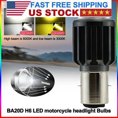 #ad BA20D H6 LED Headlight WhiteYellow Bulb Hi Lo Light Motorcycle Moped ATV UTV US $5.99