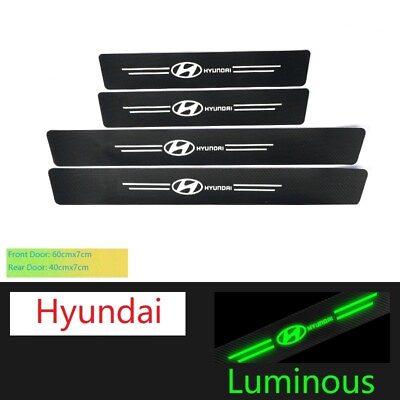 #ad 4 Pc Logo Car Sills Protection Sticker Luminous Carbon Fiber Fit All Hyundai $13.94