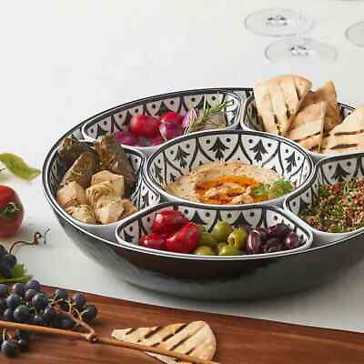 #ad 7 piece Melamine Lazy Susan with Cover Black $35.14