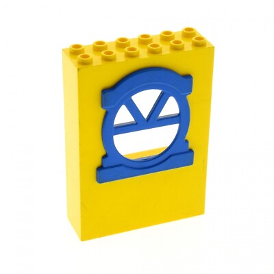 #ad 1x Lego Fabuland Window Wall 2x6x7 Yellow Disc Blue Round Building x636c01 $3.69