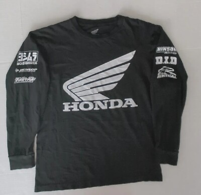 #ad HONDA Motorcycle Genuine T shirt L S Official Logo Graphic Sleeves Size MEDIUM $24.99