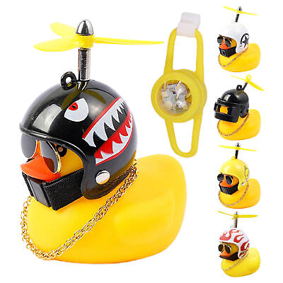 #ad 1PCS Mini Yellow Duck Car Ornaments Propeller Helmet Vertical Bicycle Decoration $7.03