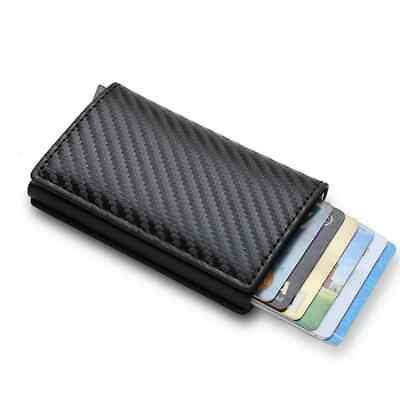 #ad Rfid Carbon Fiber Credit Card Holder Wallet Men Brand Leather $8.71