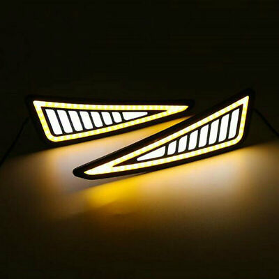 #ad 2x Universal Car LED DRL Daytime Running Light Driving Turn Signal White Amber $12.99