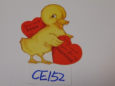 #ad VINTAGE DIE CUT VALENTINES CARD 1930#x27;S YOU CAN#x27;T DUCK ME CUTE RARE HEARTS $7.99