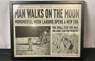 #ad Framed Decor Piece Man Walks on the Moon July 21 1969 16quot; X 20quot; REAL NICE $89.99
