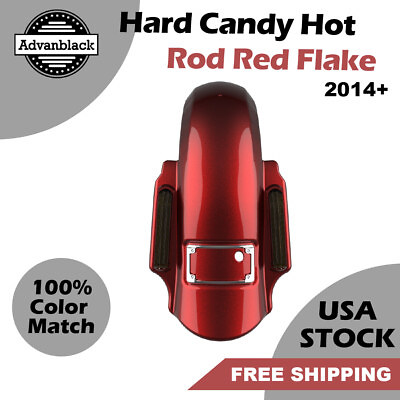 #ad Hard Candy Hot Rod Red Flake Dominator Stretched Rear Fender Fits 2014 Harley $1049.00