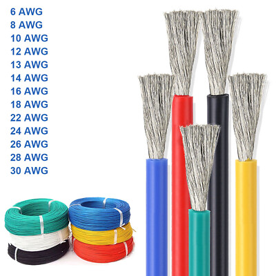 #ad 6 30AWG Silicone Electrical Wire Flexible Stranded Cable Tinned Copper Colourful $2.89