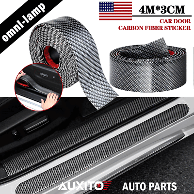 #ad 4M Universal Fiber Carbon Front Bumper Lip Strip Splitter Spoiler Side Skirt E $15.76