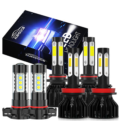#ad 6x Combo LED Headlight Kit Bulbs Fog for GMC Sierra 1500 2500HD 2007 2012 2013 $59.99