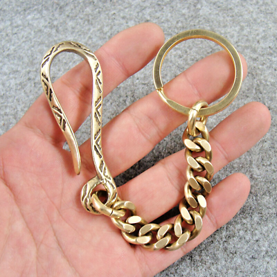 #ad Solid Brass Key Chain Holder Keyrings Fob Pants Bag Chain Keychains Belt Clip $13.86