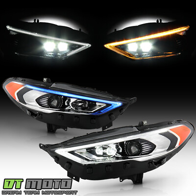 #ad 2017 2020 Ford Fusion Full LED Headlights w LED SwitchBack Signal Halogen Fit $418.99