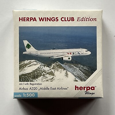 #ad Herpa Wings 501712 MEA Airbus A320 Club Edition 1:500 Diecast New W Reg $42.95