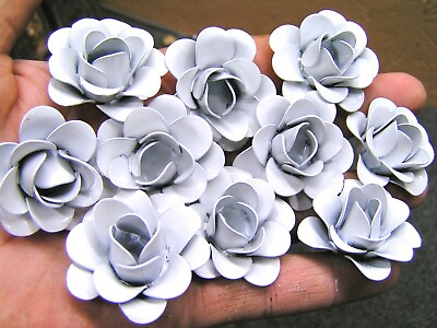 #ad TEN white metal roses flowers for crafts jewelry embellishment $29.99