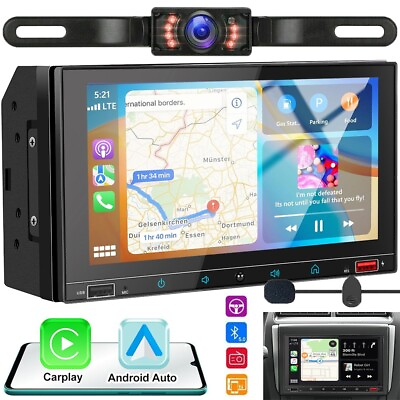 #ad 7quot; Car Radio Apple Carplay Andriod Auto Stereo Touch Screen Double 2DinCamera $61.99