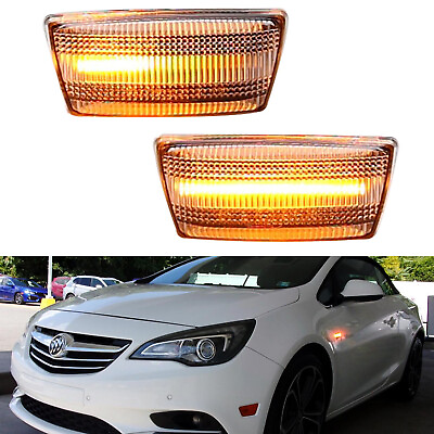 #ad Clear Sequential Full LED Amber Side Marker Lights For 13 19 Buick Opel Cascada $16.99