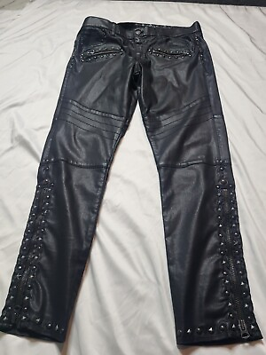 #ad New Ralph Polo Ralph Lauren The Tompkins Skinny Black Studded Pants Sz 32 $125.00