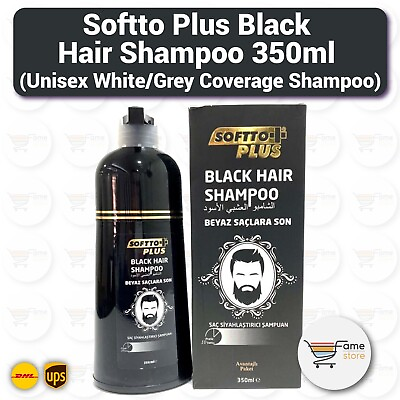 #ad Softto Plus Black Hair Shampoo 350ml x LOTS White Grey Coverage Shampoo $49.90