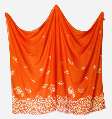 #ad Estee Lauder Orange amp; White Wrap Beach Cover Up scarf 56quot; x 42quot; $9.39