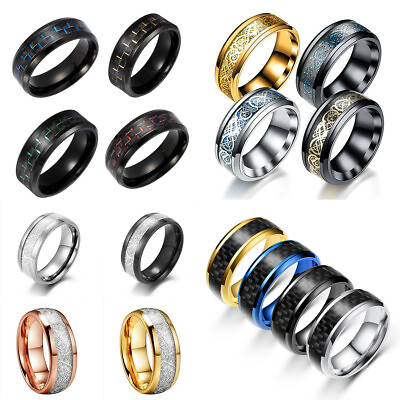 #ad #ad Tungsten Carbide Carbon Fiber Ring Men Women Silver Engagement Wedding Bands Lot C $2.35