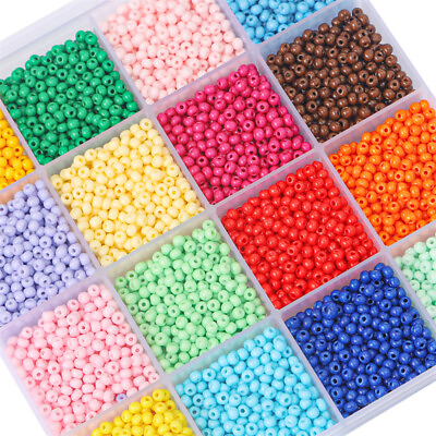 #ad Colorful Mixed 2mm 3mm Small Round Opaque Glass Wholesale Loose Beads DIY Lot $2.58