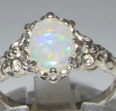 #ad Luxurious Solid 92.5 Sterling Silver Natural Colorful Opal Vintage Inspired $180.00