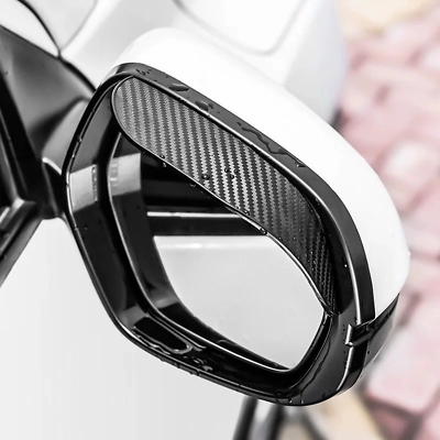 2x Car Carbon Fiber Black Rearview Side Mirror Rain Visor Guard Car Accessories $7.59