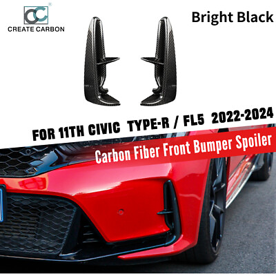 #ad 2pcs Carbon Fiber Front Bumper Side Covers Bumper Spoiler for Civic Type R FL5 $338.99