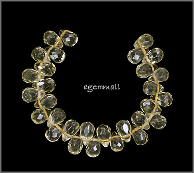 #ad 30 Lemon Quartz Teardrop Briolette Beads 5.5x8mm #78177 $14.99