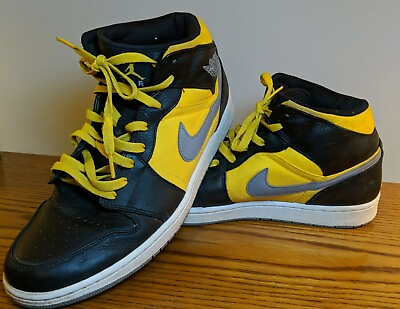 #ad Nike Jordan 1 One Mid Phat Retro 364770 050 Black Speed Yellow Mens Sz 12.5 Shoe $139.99