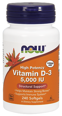 #ad Now Foods High Potency Vitamin D 3 5000 IU 240 Softgels $12.99