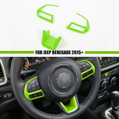 #ad 3Pcs Steering Wheel Cover Trim for Jeep Renegade 2016 for Compass 17 20 Green $14.93