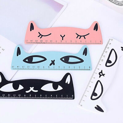 #ad 15cm Cute Cartoon Cat Wood Parallel Straight Ruler Stationery For Painting $7.38