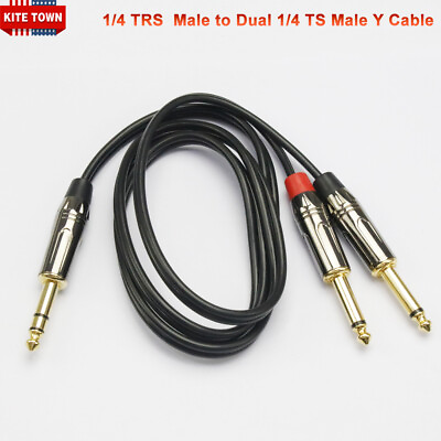 #ad 1 4 TRS Stereo Male to Dual 1 4 TS Male Stereo Breakout Splitter Y Cable $16.14